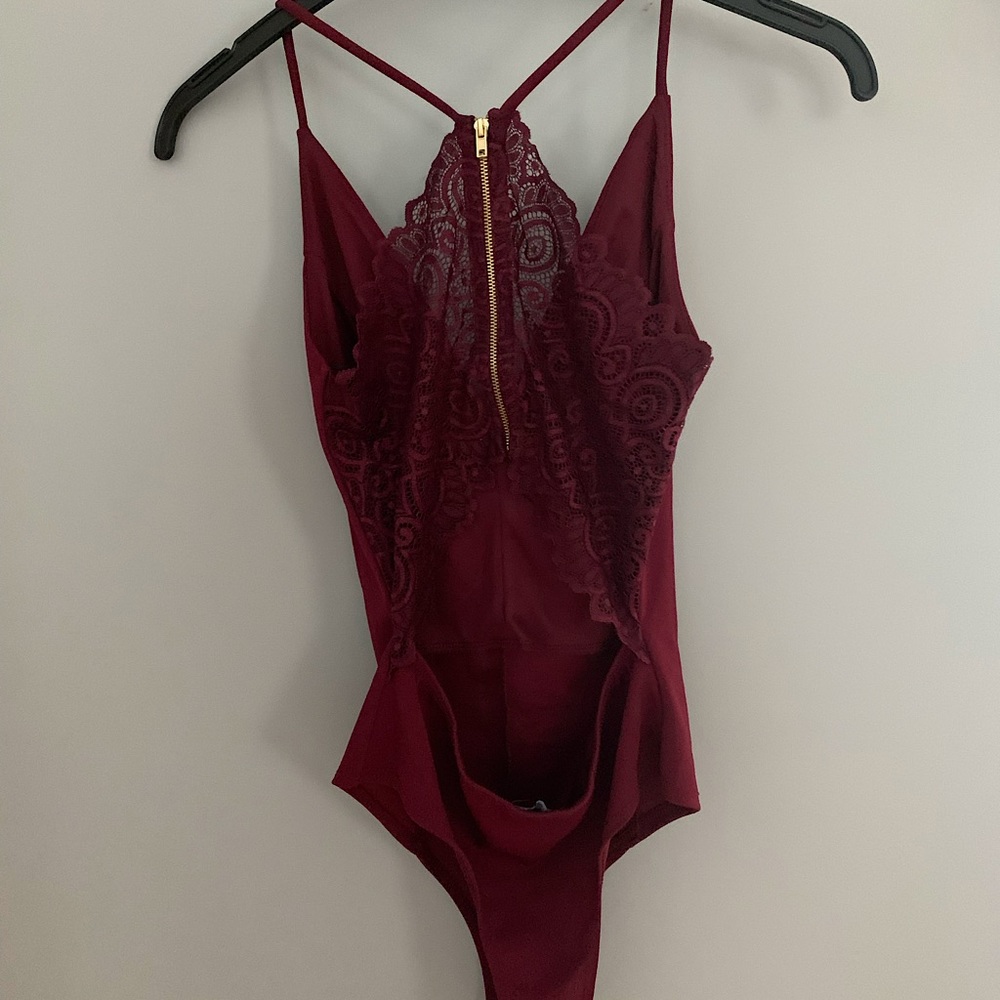 Maroon Bodysuit with a open lace back